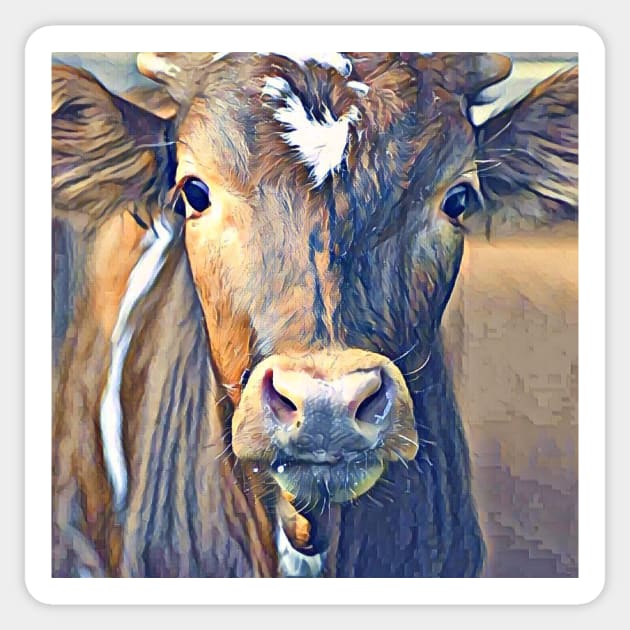 Texas Longhorn calf Sticker by Sharonzoolady